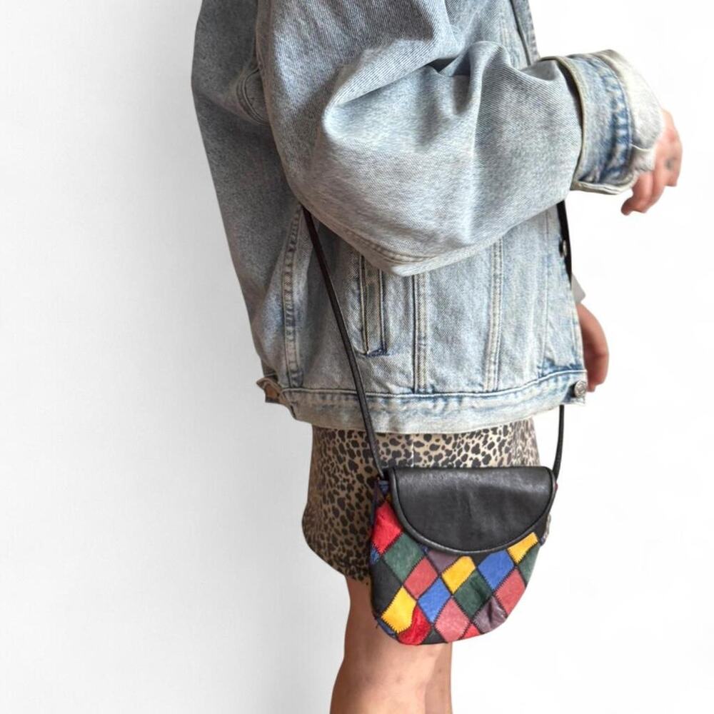 Multicoloured patchwork leather crossbody bag - Picture 7 of 7